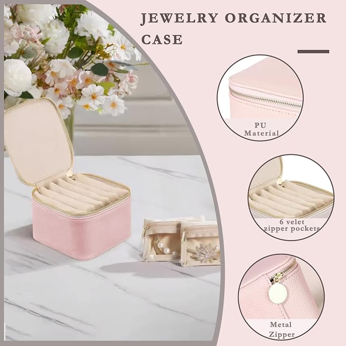 Jewelry Box Organizer for Women, Small Travel Jewelry Case, Mini Travel Jewelry