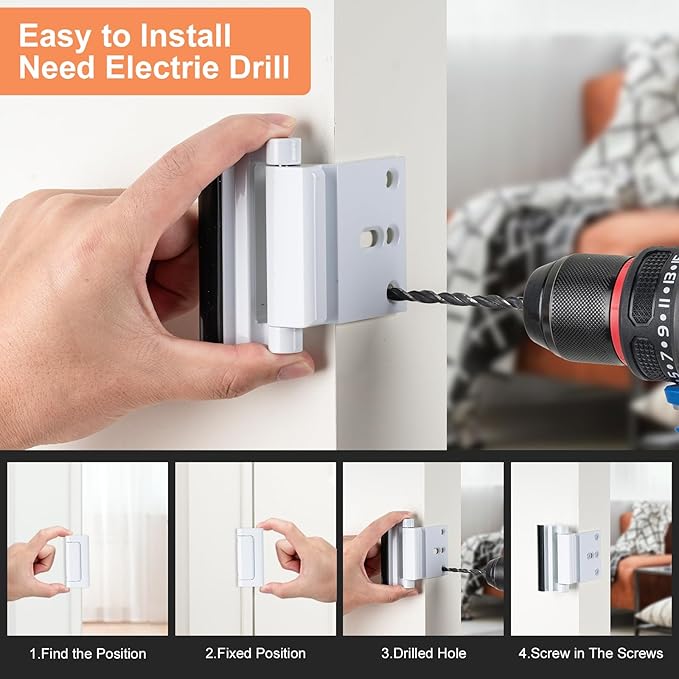 2 Pack Home Security Door Lock, Childproof Door Reinforcement Lock,
