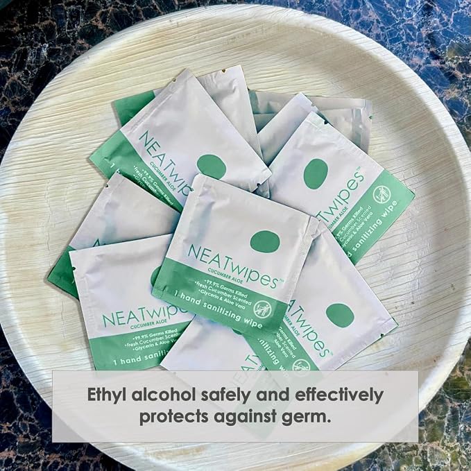 NEATwipes Hand Sanitizing Wipes | Travel Essentials | Disposable Wet Wipe &