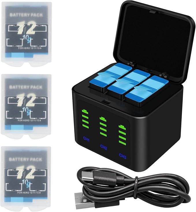 Battery Charger Kits for GoPro Hero 12 11 10 9 Black