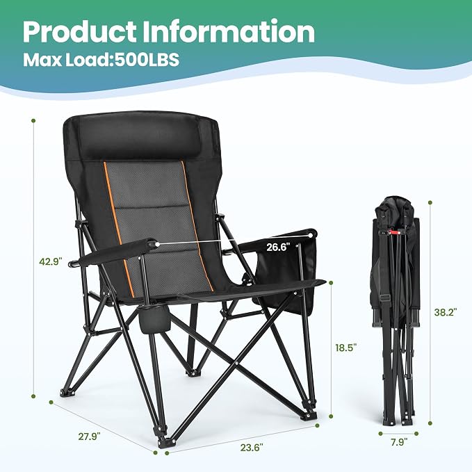 HIGH POINT SPORTS Oversized Folding Camping Chairs