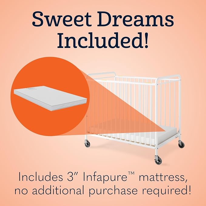Foundations Chelsea Clearview Metal Compact Daycare Crib, Compact Mini Size