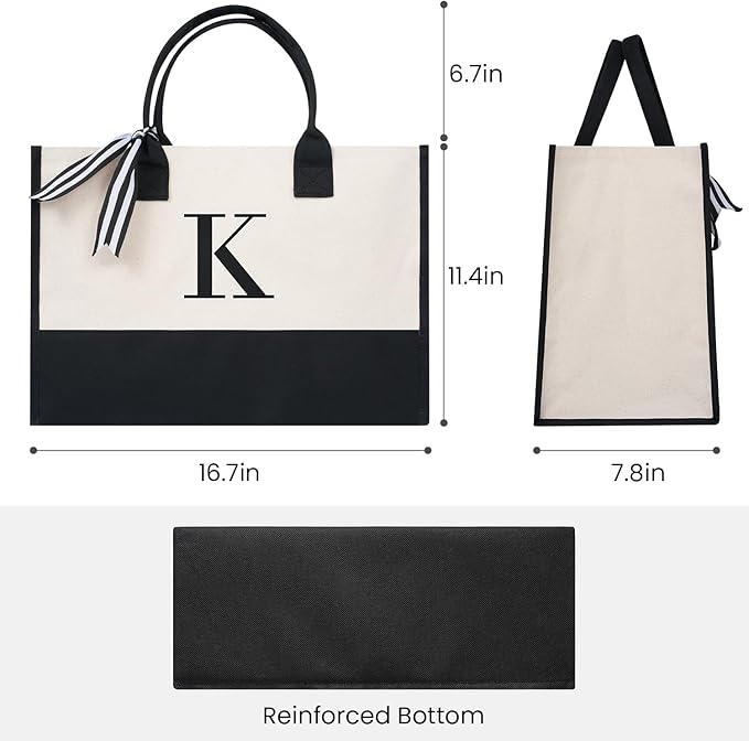 BAGAIL Initial Tote Bag, Personalized Birthday Gifts