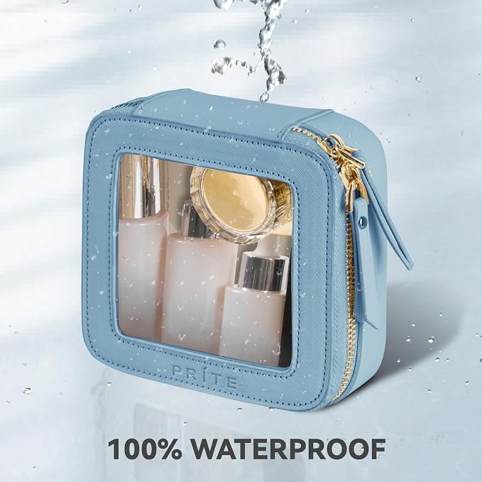 Prite Small Makeup Bag for Women Portable Clear Makeup Bag Cute Mini Waterproof