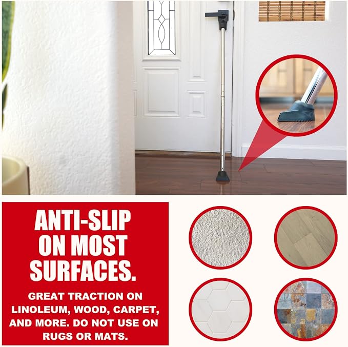 Door Security Bar, SECURITYMAN 2 in 1 Adjustable Door Stoppers Security Bar &