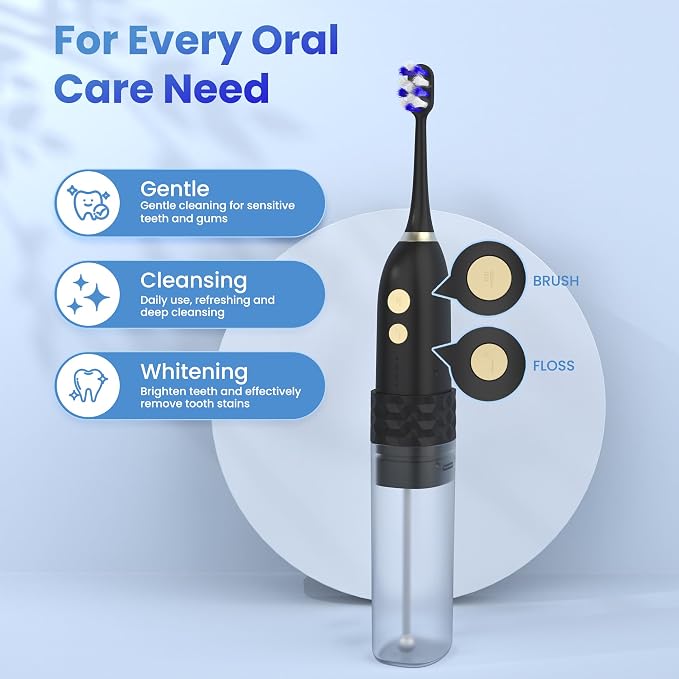 Portable Water flosser with Electric Toothbrush, 2 in 1 Teeth Cleaning Kit