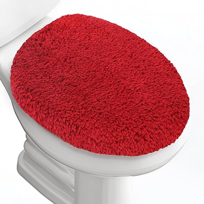 Microfiber Elongated Toilet Seat Cover 19.5"x 15" Machine Washable Solid Toilet