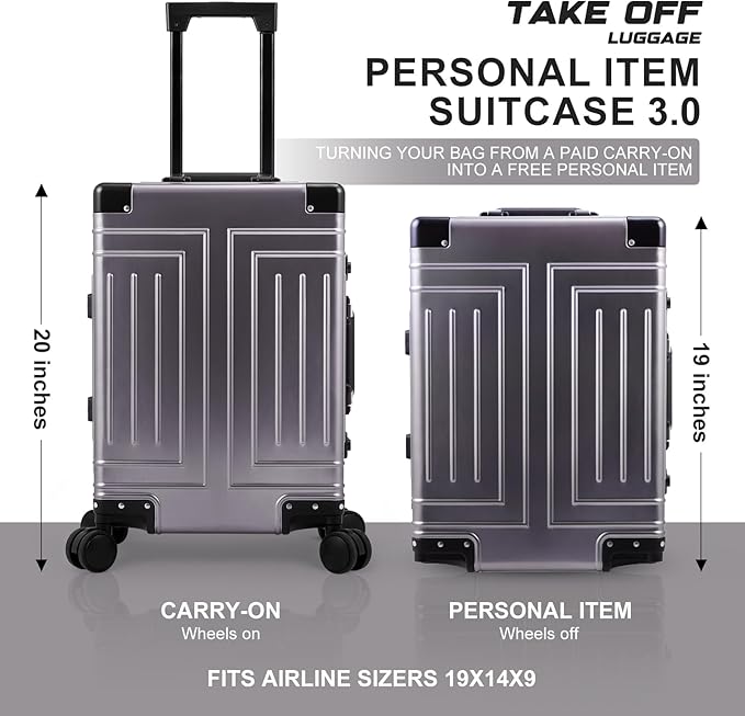 All Aluminum Magnesium Carry On Luggage，Cut from Whole Aluminum Sheet，22x14x9