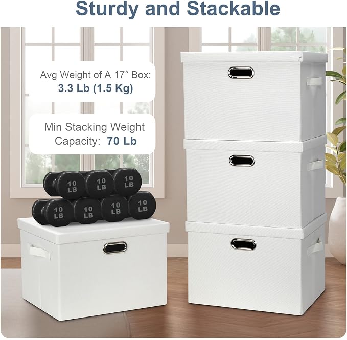 Large 17" 36 Quart Collapsible Stackable Storage Bins