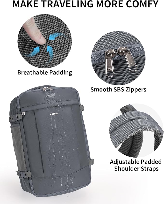 ECOHUB Travel Backpack for Men Women, Carry on Backpack
