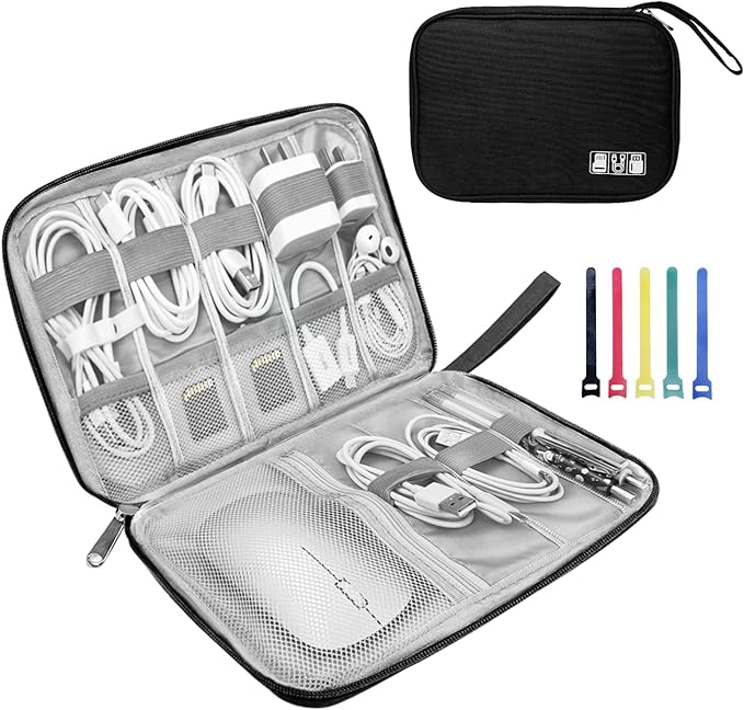 Electronics Organizer Travel Case, Electronic Accessories Storage Bag, Portable