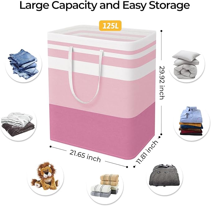 HomeHacks 2 Pack Large Laundry Baskets, Waterproof, Freestanding Laundry Hampers