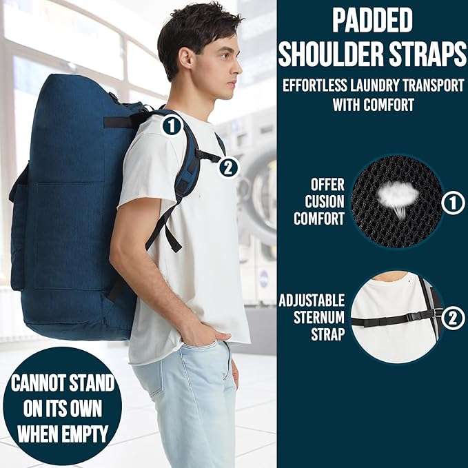 Laundry Backpack Heavy Duty, 115L Extra Large Laundry Bag