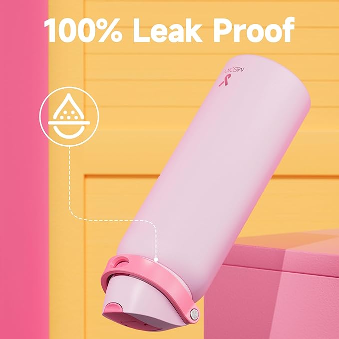 40 oz Insulated Water Bottle for Sports: Meoky Stainless Steel Water Bottle with 2-in-1 Straw and Spout Lid - Leak Proof, Cold for 24 Hours, Protective Silicone Base, BPA-Free for Women Gym, Blush