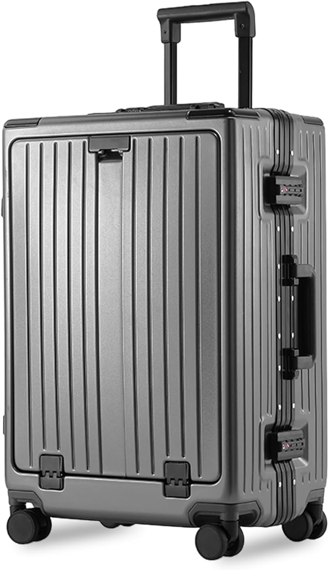 24 Inch Check-In Luggage Aluminum Frame Zipperless Luggage, Hard Shell Suitcase