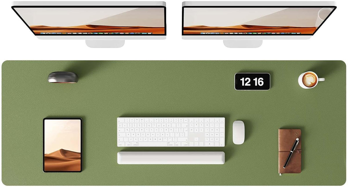 YSAGi Leather Desk Pad Protector, Office Desk Mat, Large Mouse Pad, Non-Slip PU Leather Desk Blotter, Laptop Desk Pad, Waterproof Desk Writing Pad for Office and Home (Green, 47" x 17")