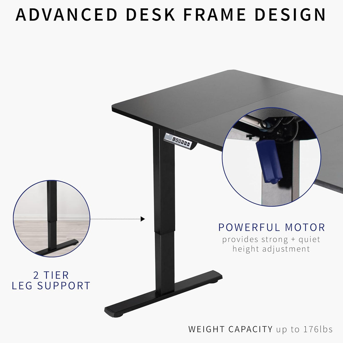VIVO Electric 71 x 30 in Standing Desk with Full-Size RGB Mouse Pad, Memory Height Adjustment, 1B Series, Black Top Black Frame, DESK-KIT-1B7BP