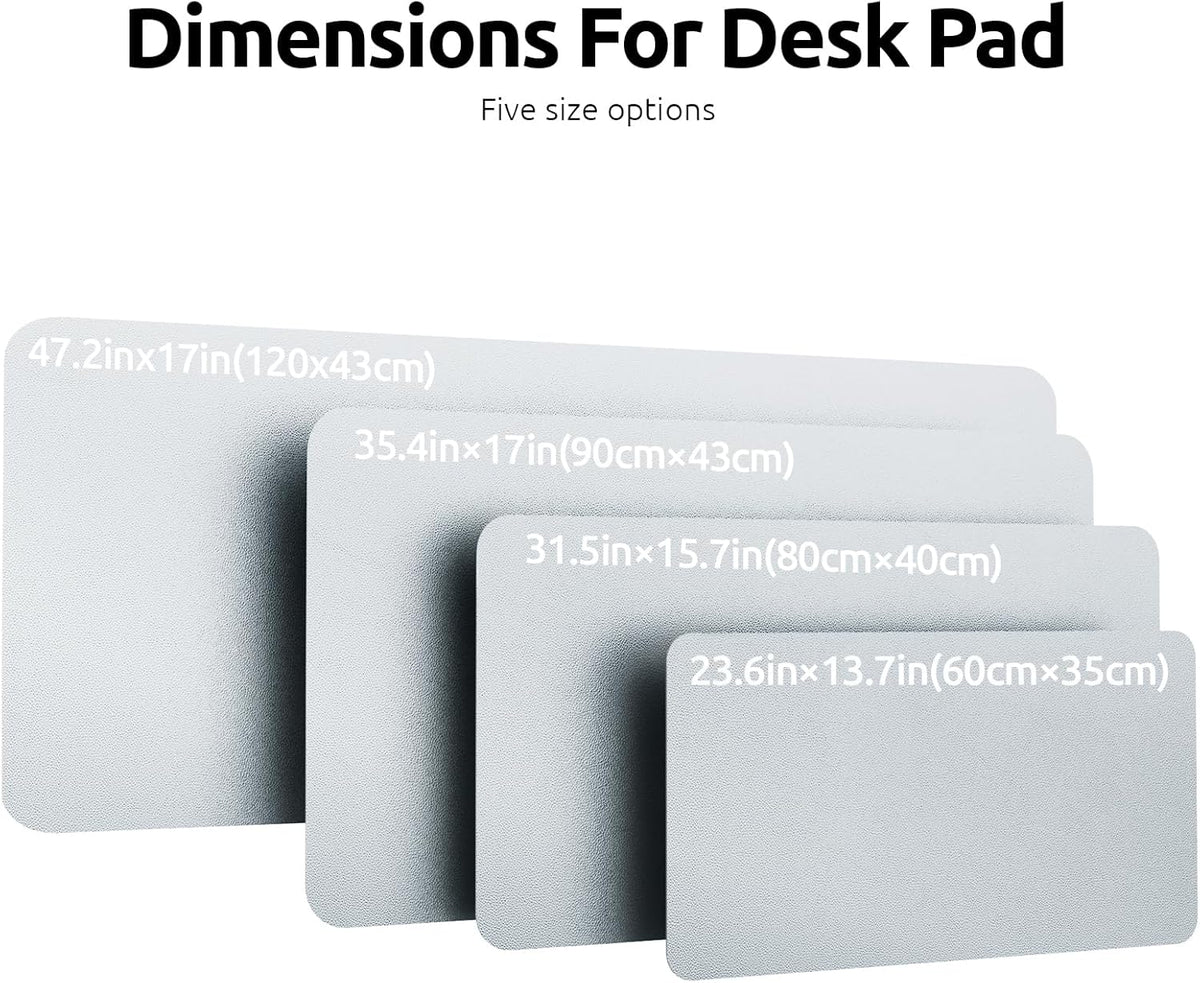 YSAGi Leather Desk Pad Protector, Office Desk Mat, Large Mouse Pad, Non-Slip PU Leather Desk Blotter, Laptop Desk Pad, Waterproof Desk Writing Pad for Office and Home (Silver, 47" x 17")
