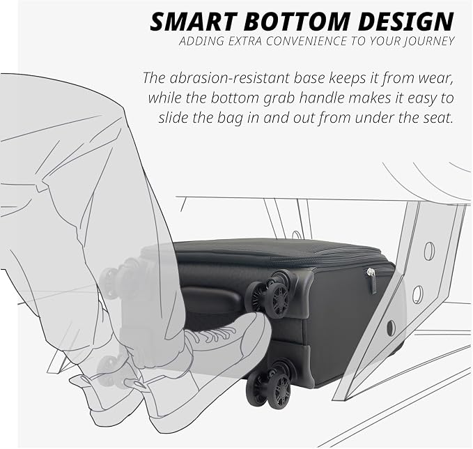 Verage Under Seat Luggage with Wheels, Softside Small Suitcase Spinner Carry On