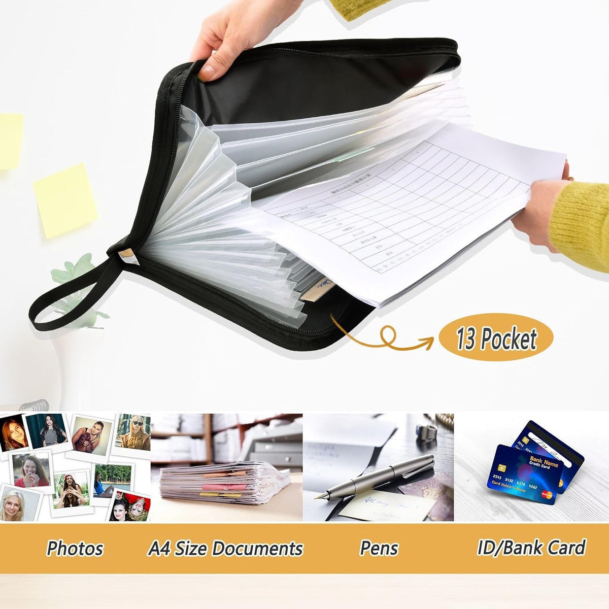 Gredecor Adorable Dogs and Bone Expanding File Folder 13 Pockets Puppy Aniamals Expandable Filing Folders Accordion Document Files Organizer for A4 Letter Size Paper
