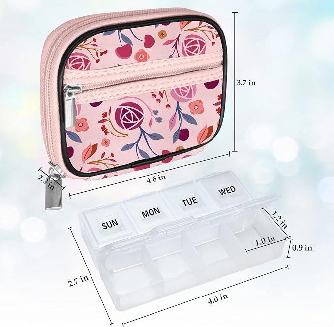 Serfeymi Weekly Travel Pill Organizer Pill Case