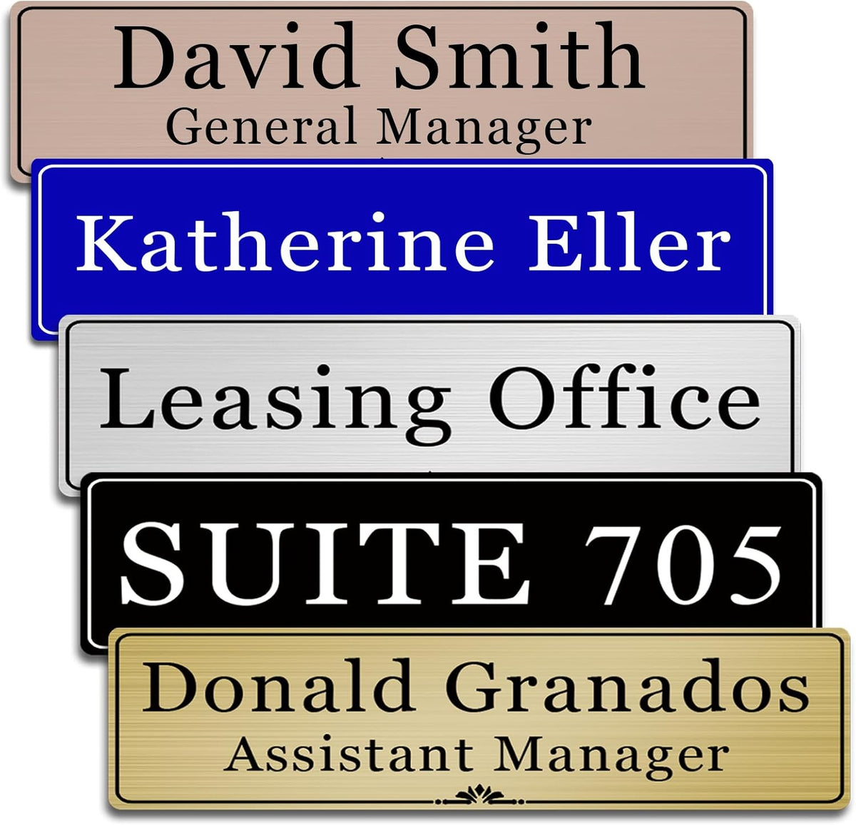 Custom Elegant Office Engraved Name Plate for Doors or Wall Sign, Personalized Office Door Name Plates with Adhesive, Laser Engraving, 10 Colors Available (Size 2.5"H x 10"L)