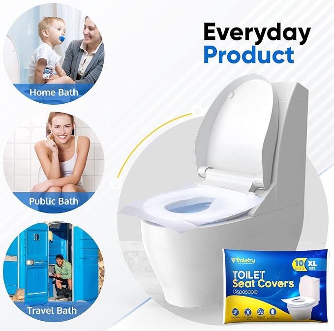 Toilet Seat Covers Disposable Flushable Travel Pack of 50 XL-Disposable Toilet