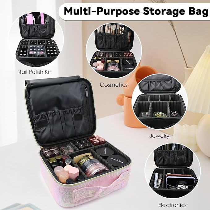 Travel Makeup Bag Makeup Cosmetic Train Case Organizer Portable Storage Bag