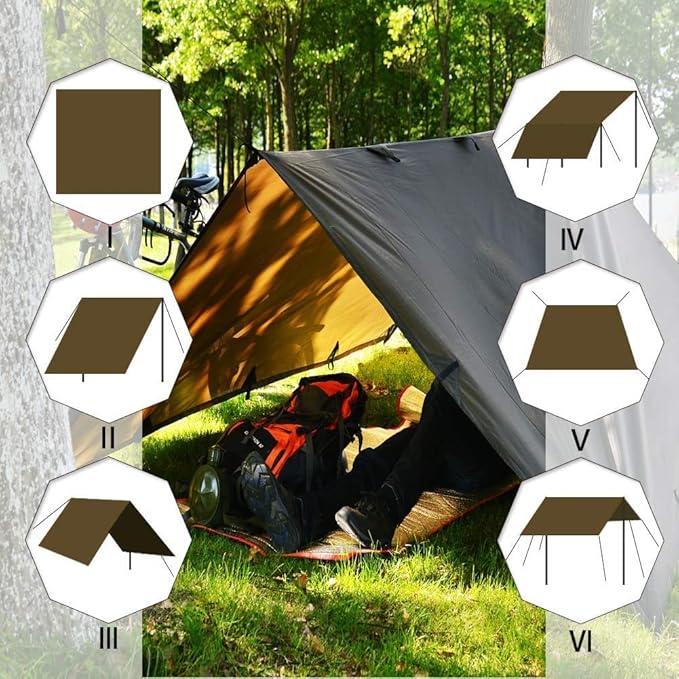 KALINCO Waterproof Camping Tarp Tent Hammock Rain Fly, 10X10FT/10X15FT