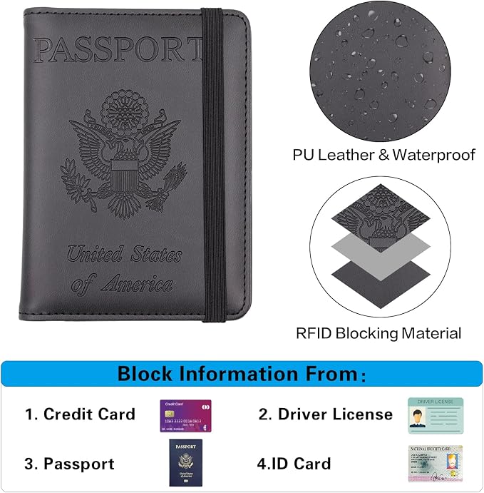 Melsbrinna Premium Leather Passport Holder Covers Case, Waterproof Rfid