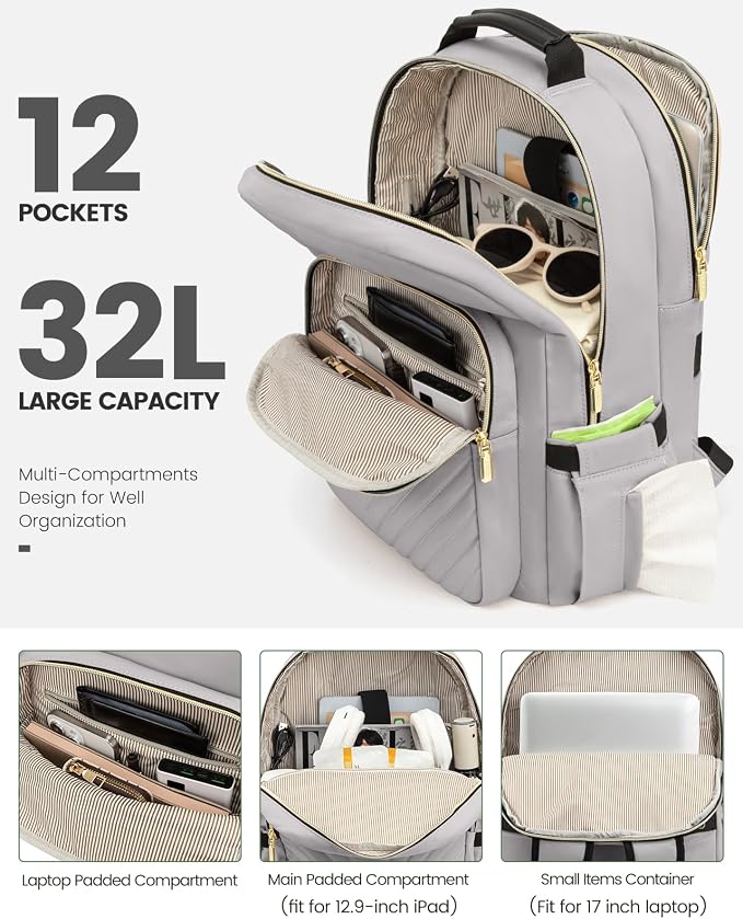 LOVEVOOK Laptop Backpack for Women, Travel Computer Work Bags