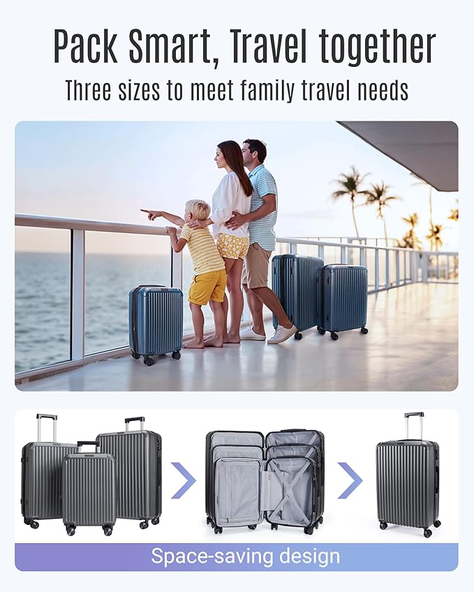 LIGHT FLIGHT Luggage Sets, Durable Hard Shell 3 Piece Set Suitcase