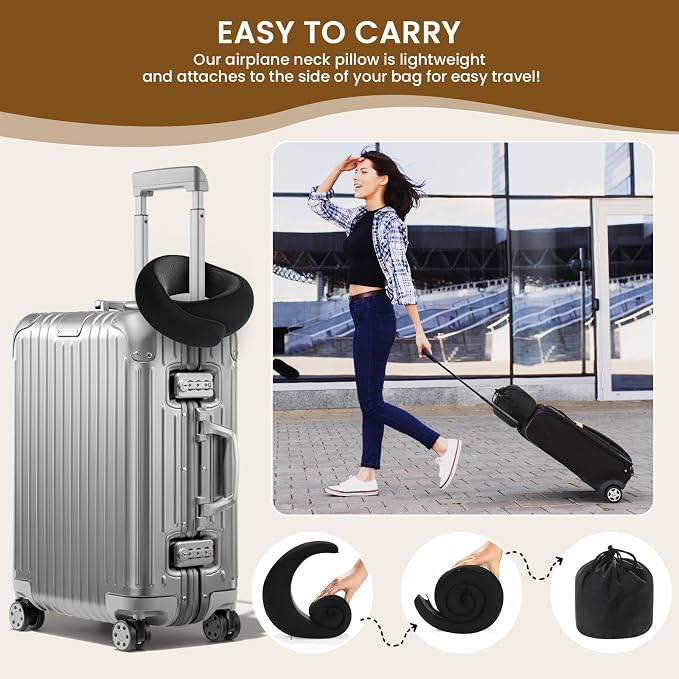Neck Pillow, Travel Pillow uses Memory Foam to Support Neck Comfort, Ideal