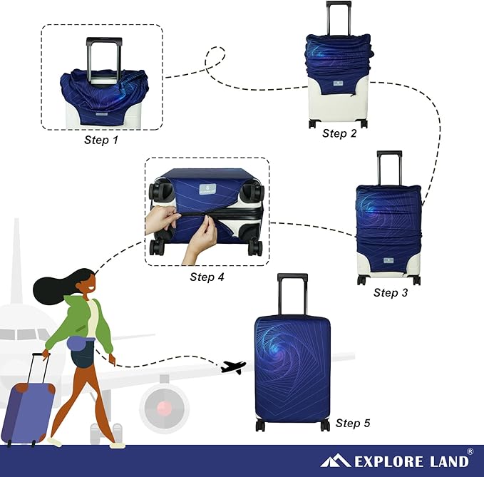 Explore Land Travel Luggage Cover Suitcase Protector Fits 18-22 Inch Case