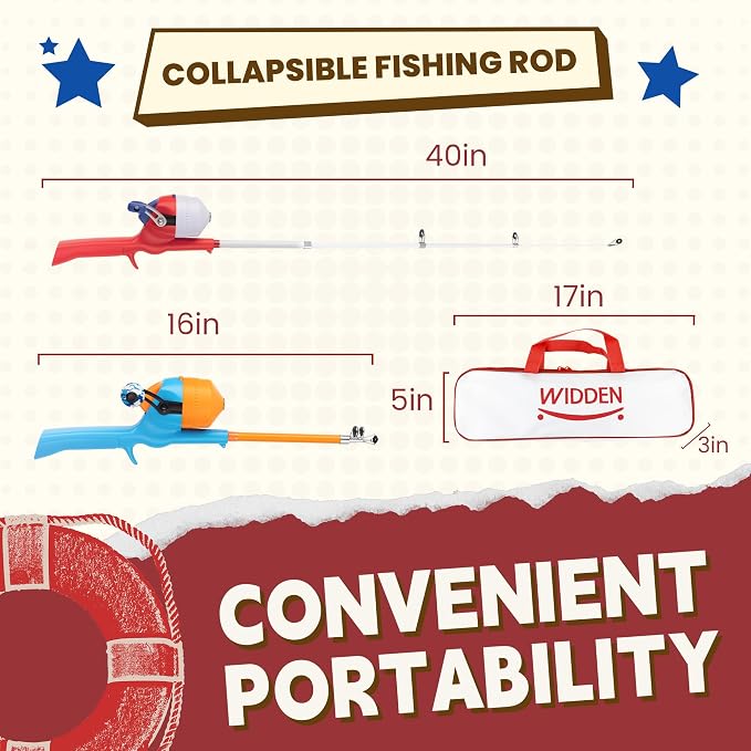 Kids Fishing Pole, Telescopic Fishing Rod, Toddler Collapsible Fishing Rod and