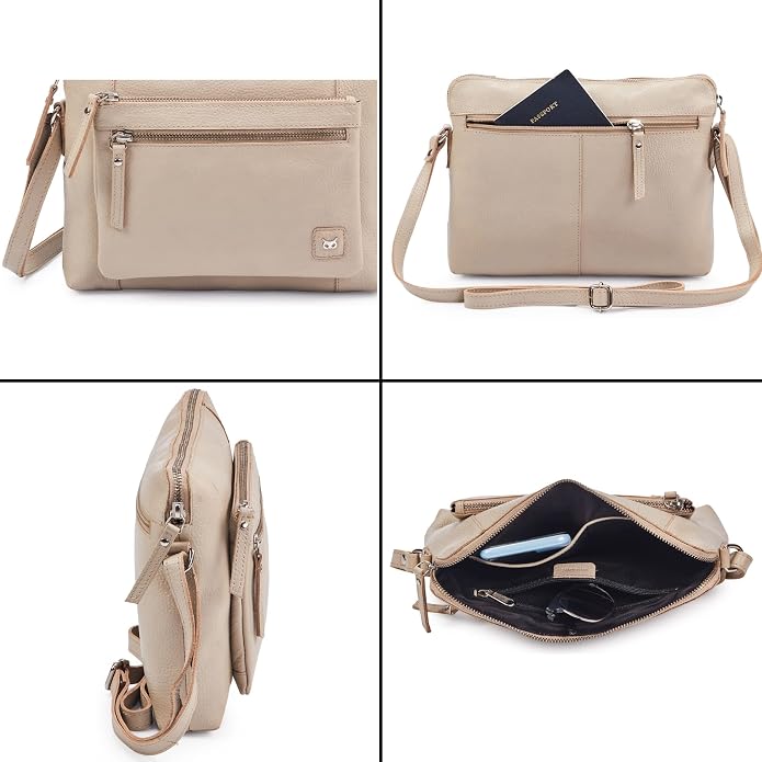 Wise Owl Accessories Small Soft Pebbled Real Leather Crossbody Handbags Purses