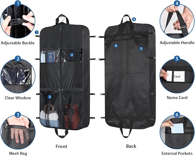 Zilink 48 Inch Garment Bags for Travel Heavy Duty Travel Suit Bag for Men Women