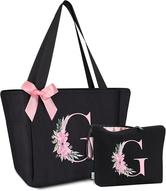 Vavabox Tote Bag, A-Z Initial Monogrammed Waterproof Tote Bag, Bridesmaid Gifts