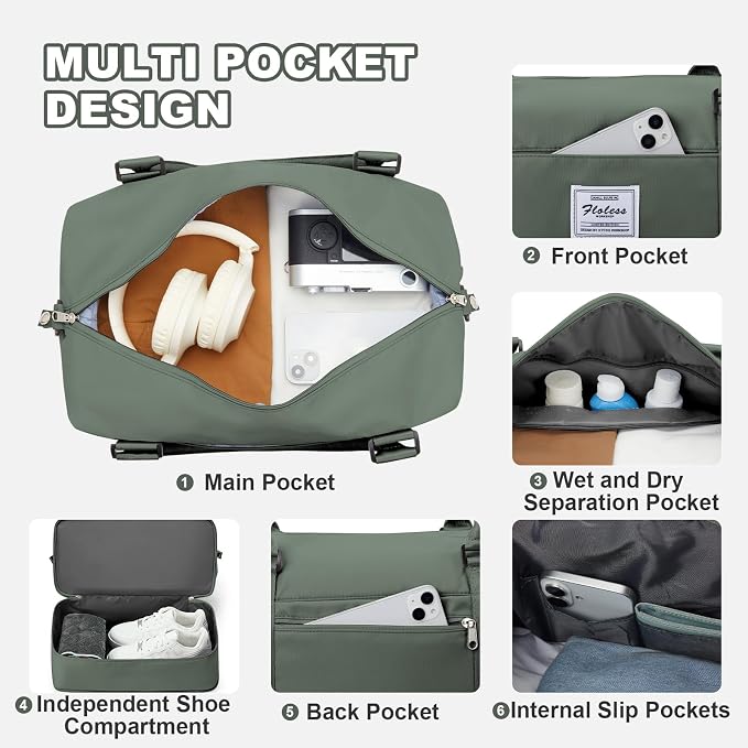 Travel Duffel Bag, Sports Tote Gym Bag, Shoulder Weekender Overnight Bag