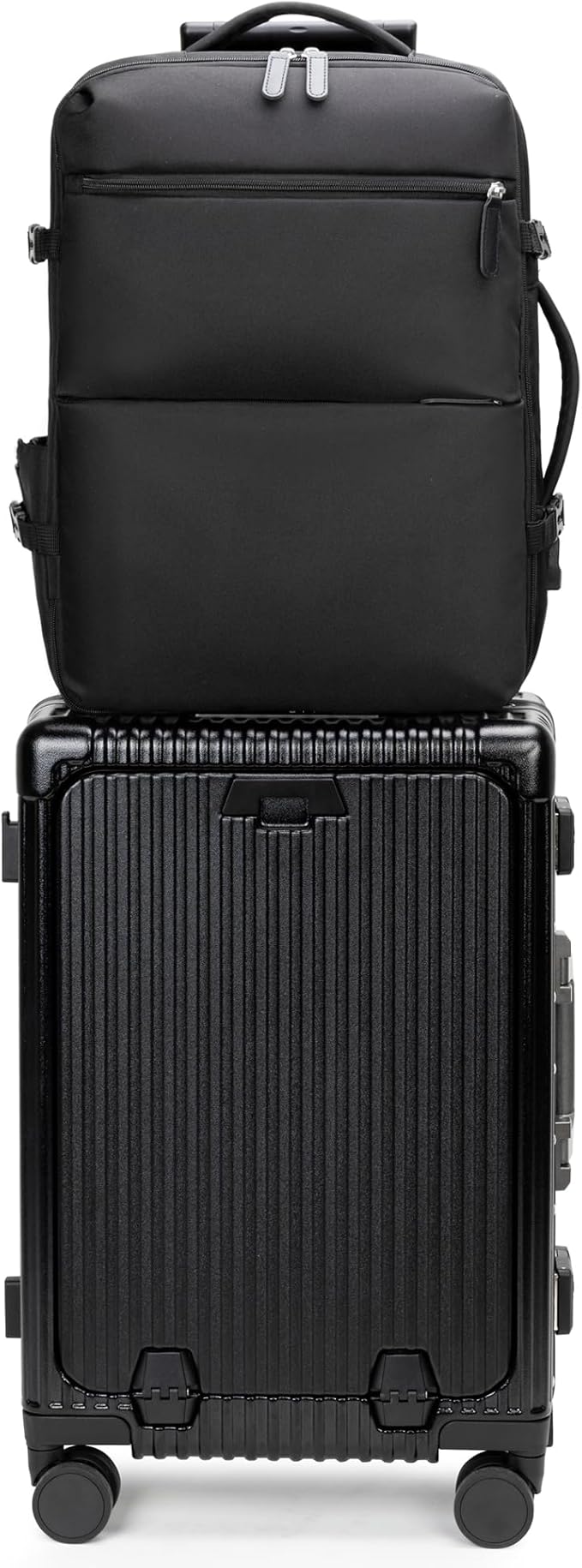 feilario 2 Piece Set 20in Aluminium Frame PC Hard Shell Spinner Wheels Luggage