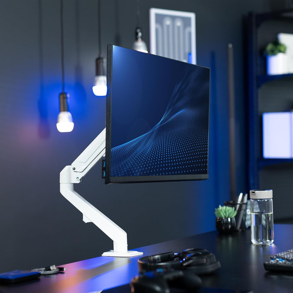 VIVO Heavy Duty Single Monitor Tension Arm for up to 27 inch Screens, Holds 14.3 lbs, Premium Desk Mount Stand, White, STAND-V101OW