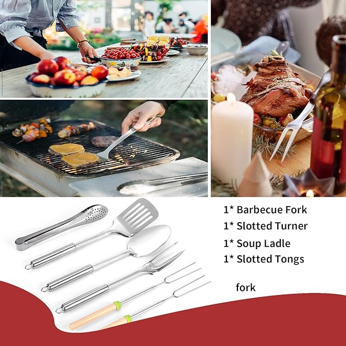 Portable Camping Kitchen Utensil Set-27 Piece Cookware Kit, Stainless Steel