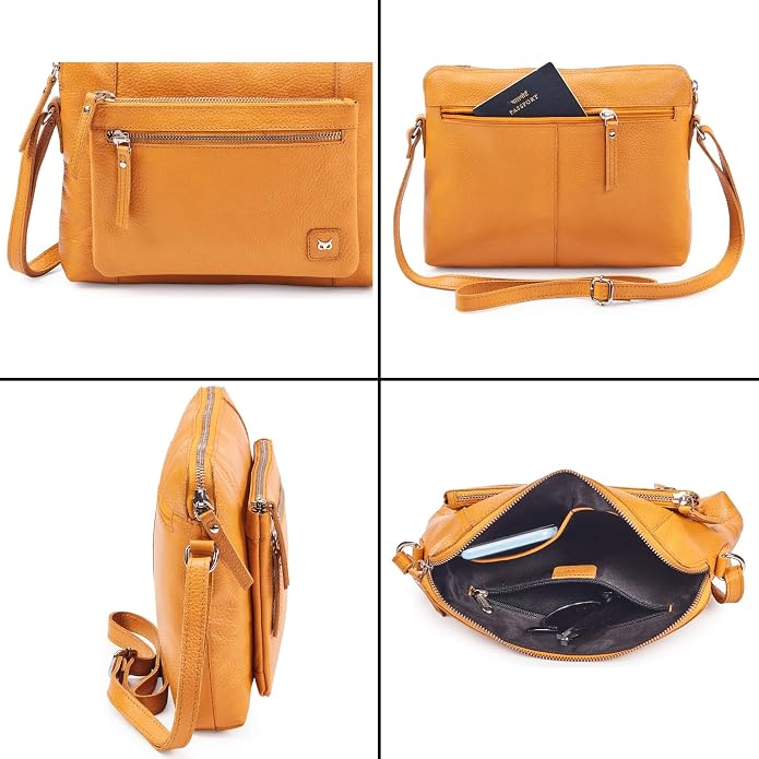 Wise Owl Accessories Small Soft Pebbled Real Leather Crossbody Handbags Purses