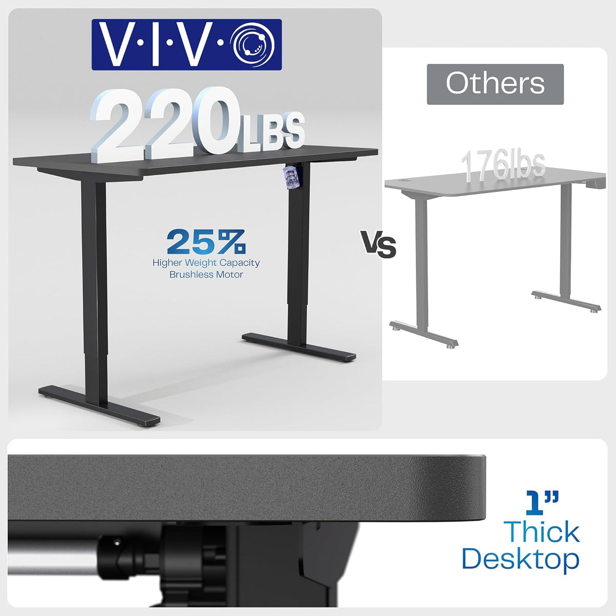 VIVO Electric 55 x 28 in Standing Desk, Memory Height Adjustment, 1B Series, One-Piece Rustic Vintage Brown Top, Black Frame, DESK-KIT-1B55N
