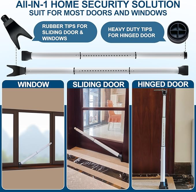 Rerishom Door Security Bar, Door Stoppers Security bar, Heavy Duty Door Lock