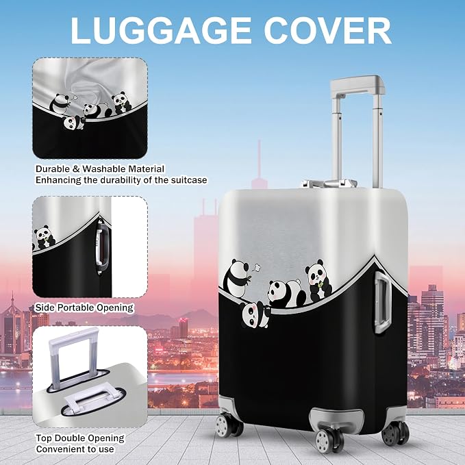 ANNA QUEEN Panda Family Luggage Cover, Cute Panda Design Suitcase Protector