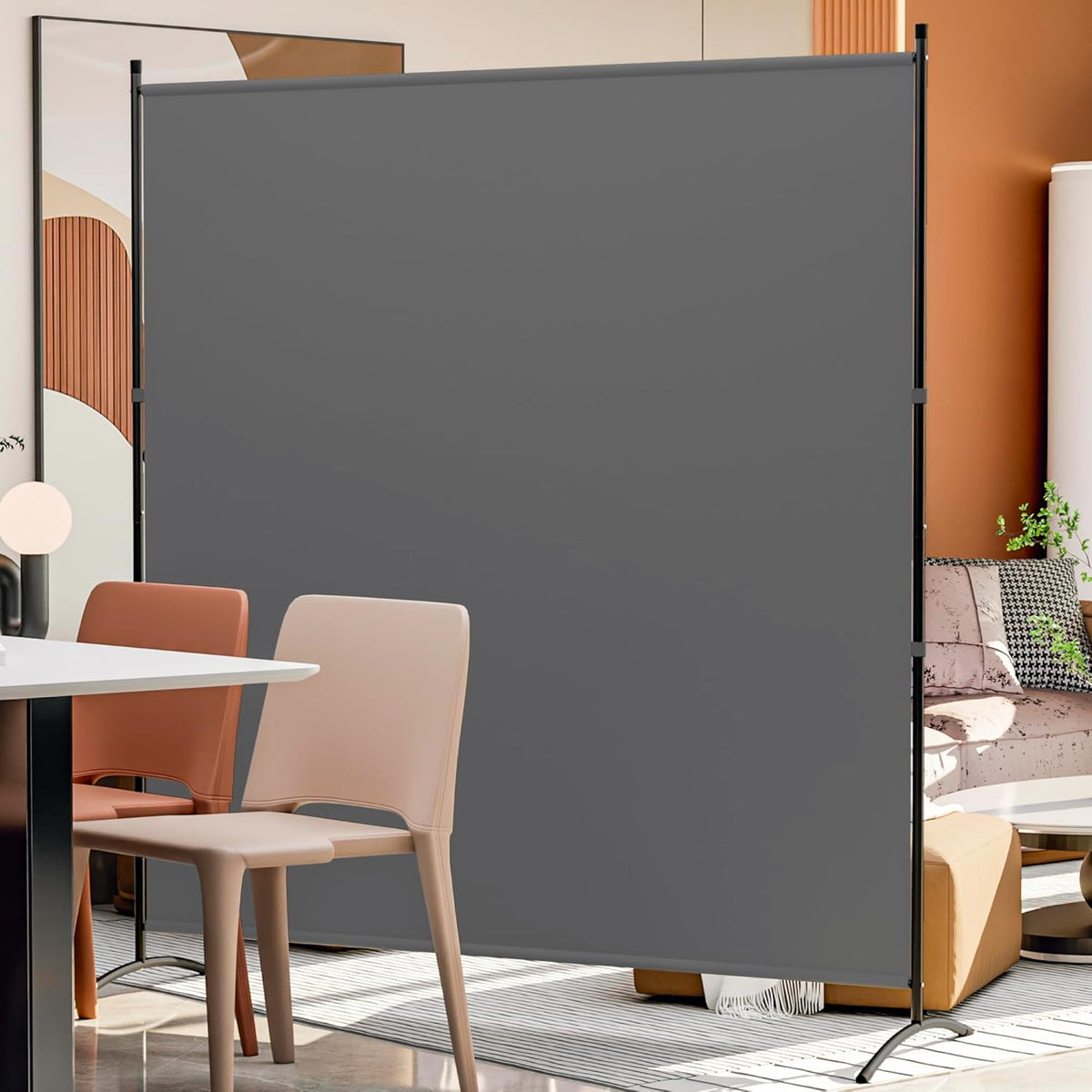 Room Divider 6ft Room Dividers and Folding Privacy Screens Partition Room Divider Fabric Panel, Indoor Wall Divider for Room Separation Freestanding Space Separators (Grey, 1 Panel)