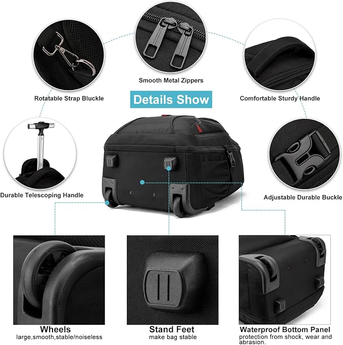 Rolling Backpack, 18 inch Laptop Backpack