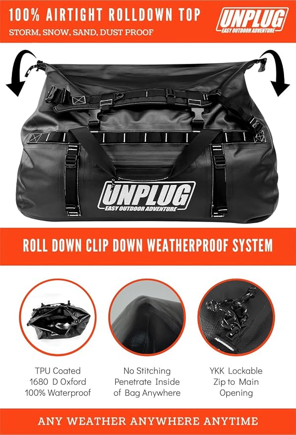 UNPLUG Ultimate Adventure Bag -1680D Heavy Duty Waterproof Travel Duffel Bags