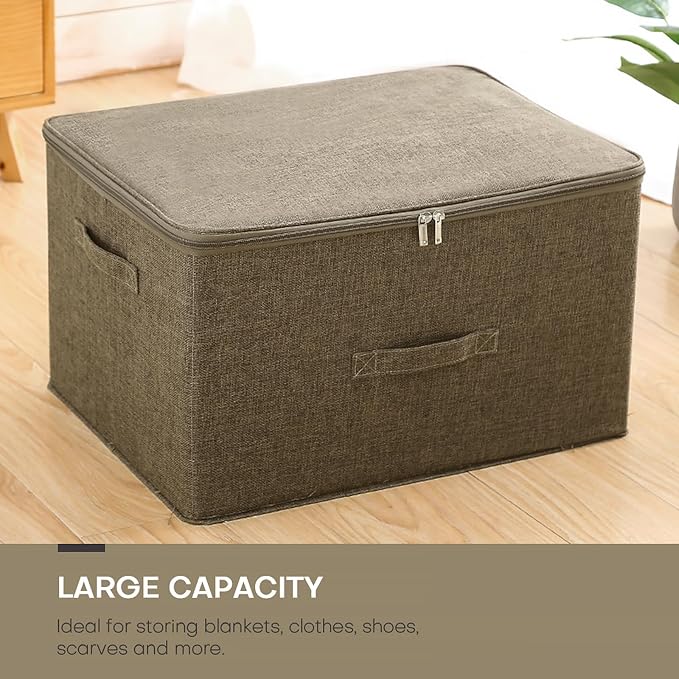 ANMINY Storage Bins with Zipper Lids 51.9 Qt Lidded Fabric Storage Boxes